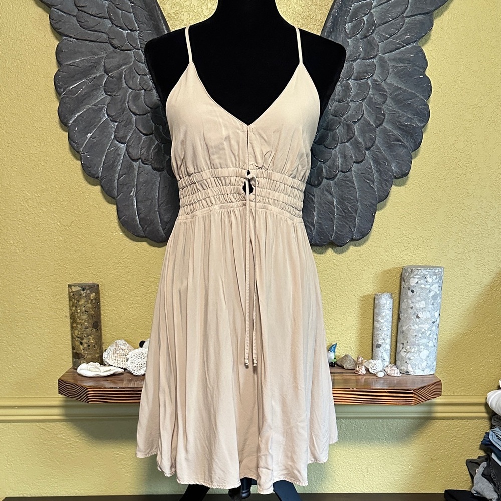 No Boundaries Beige Spaghetti Strap Dress